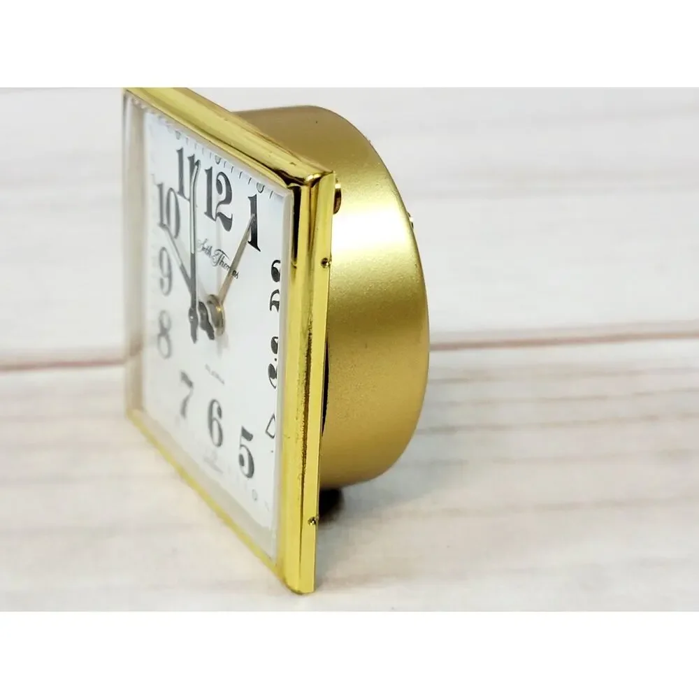 Vintage Seth Thomas Travel Alarm Clock Brown Case Germany READ